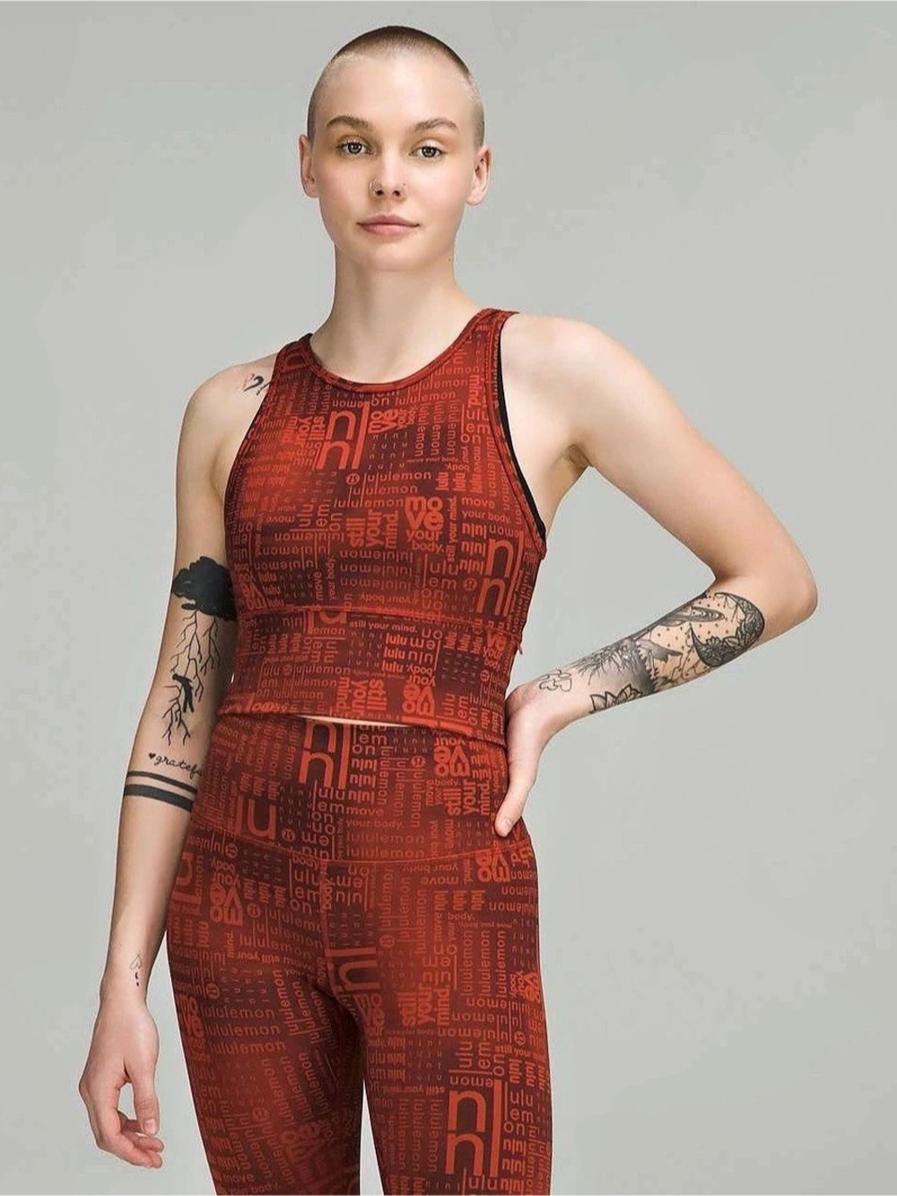 🍋🍋Lululemon Power Pivot Everlux Tank Top *Motif Ombre Red Multi, euc, sz L